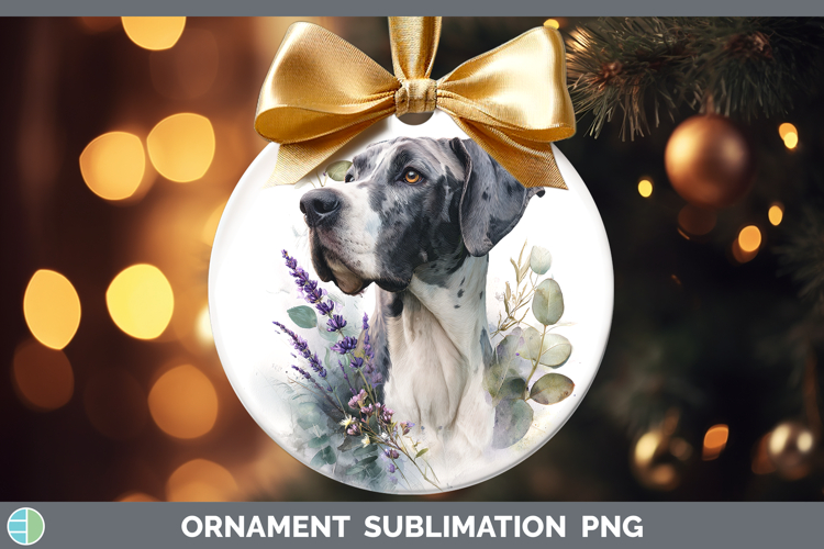 Great Dane Dogs 01 Lavender and Eucalyptus Ornament Sublimat