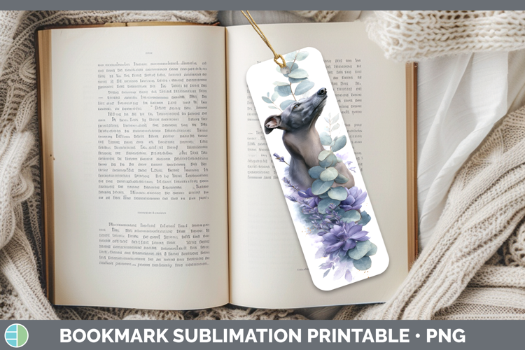 Greyhound Dogs 01 Lavender and Eucalyptus Bookmark Sublimati