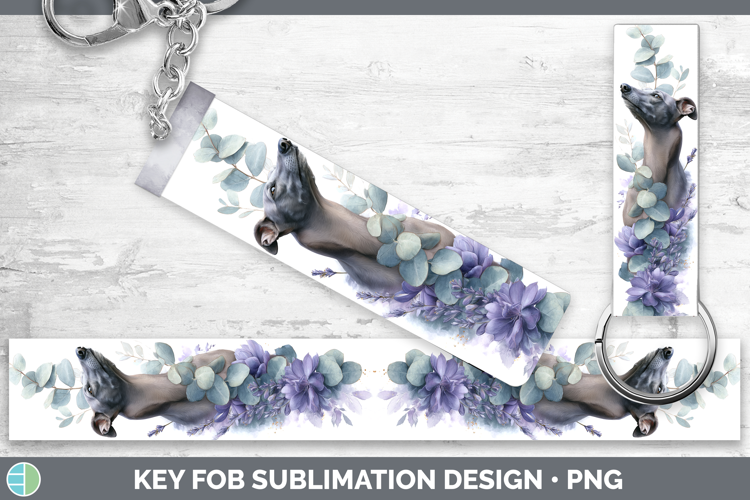 Greyhound Dogs 01 Lavender and Eucalyptus Key Fob Sublimatio