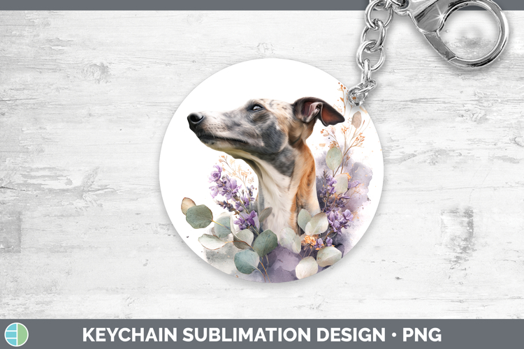 Greyhound Dogs 01 Lavender and Eucalyptus Keychain Sublimati