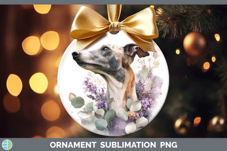 Greyhound Dogs 01 Lavender and Eucalyptus Ornament Sublimati