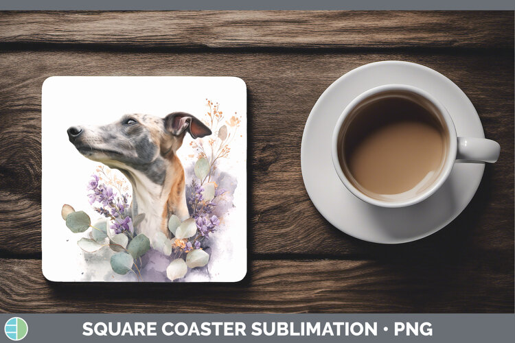 GorgeousDogs 01 Lavender and Eucalyptus Square Coaster design.