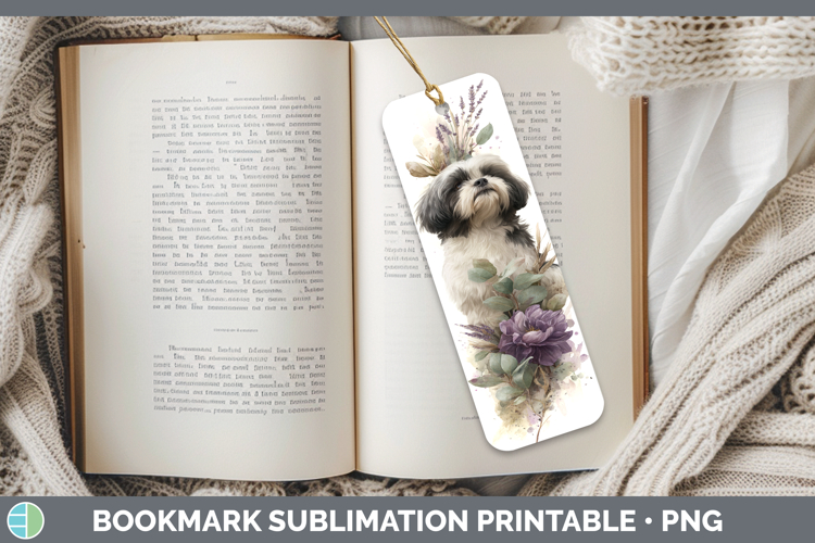 Lhasa Apso Dogs 01 Lavender and Eucalyptus Bookmark Sublimat