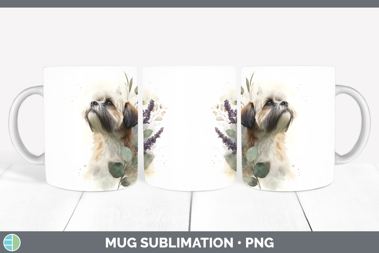 Lhasa Apso Dogs 01 Lavender and Eucalyptus Mug Wrap Sublimat