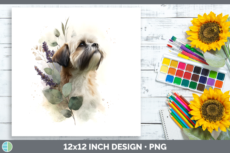 Lhasa Apso Dogs 01 Lavender and Eucalyptus Paper Backgrounds