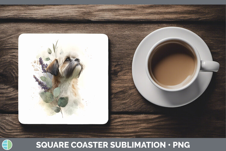 GorgeousDogs 01 Lavender and Eucalyptus Square Coaster design.