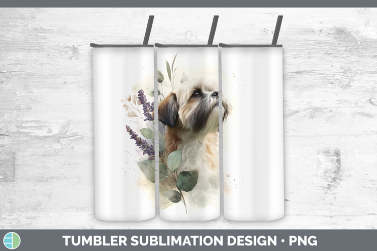 Lhasa Apso Dogs 01 Lavender and Eucalyptus Tumbler Sublimati
