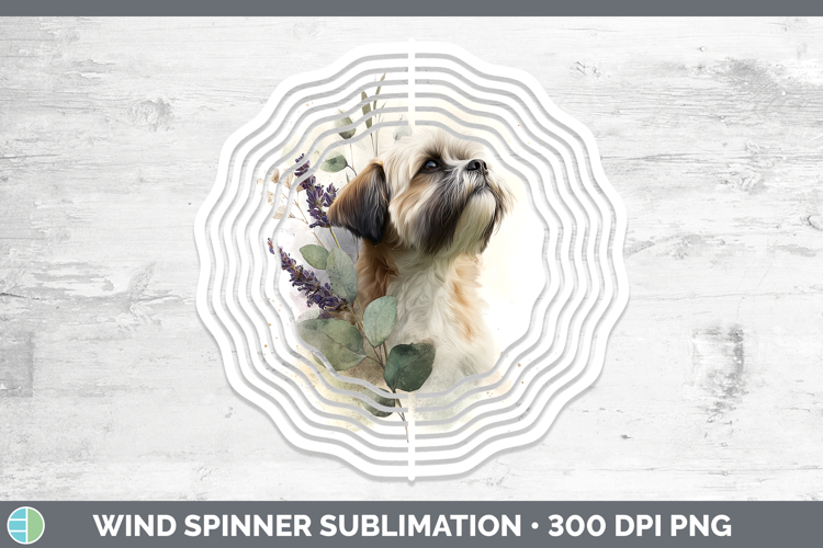 Lhasa Apso Dogs 01 Lavender and Eucalyptus Wind Spinner Subl