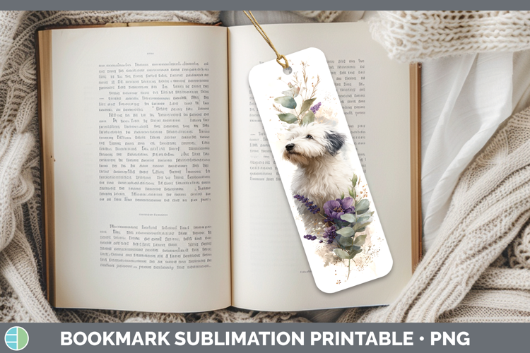 Old English Sheepdog Dogs 01 Lavender and Eucalyptus Bookmar