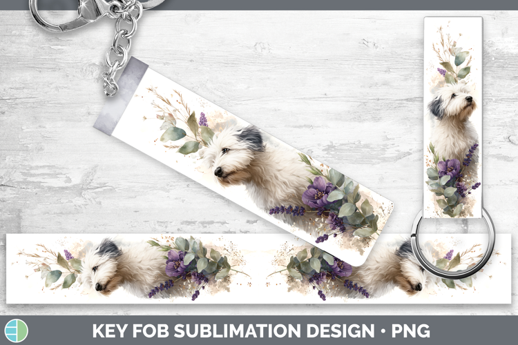 Old English Sheepdog Dogs 01 Lavender and Eucalyptus Key Fob