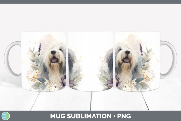 Old English Sheepdog Dogs 01 Lavender and Eucalyptus Mug Wra