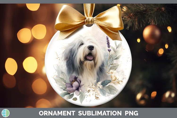 Old English Sheepdog Dogs 01 Lavender and Eucalyptus Ornamen