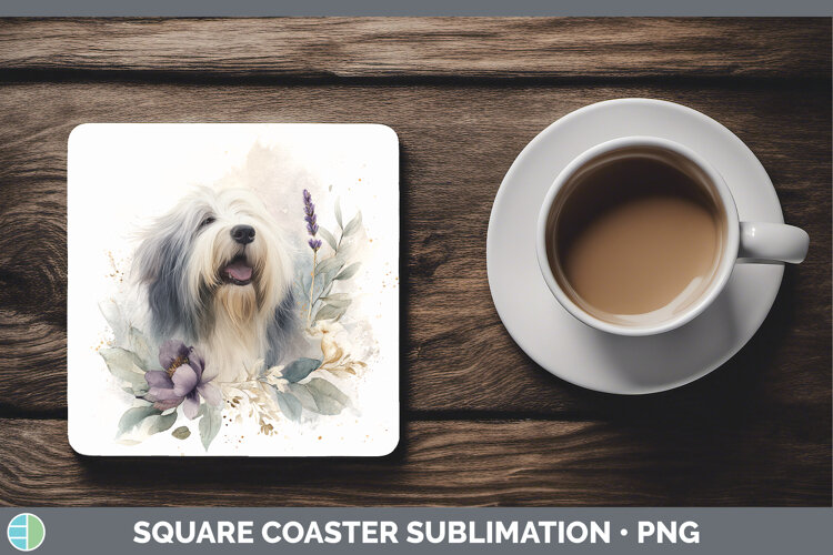 GorgeousDogs 01 Lavender and Eucalyptus Square Coaster design.