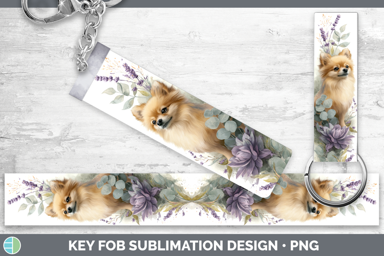 Pomeranian Dogs 01 Lavender and Eucalyptus Key Fob Sublimati