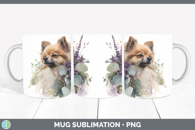Pomeranian Dogs 01 Lavender and Eucalyptus Mug Wrap Sublimat