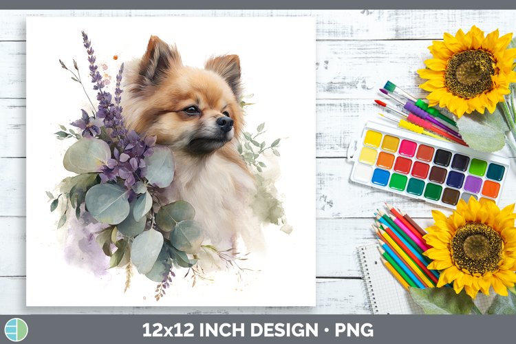 Pomeranian Dogs 01 Lavender and Eucalyptus Paper Backgrounds