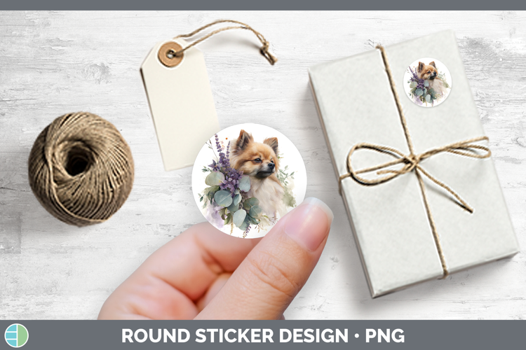 Pomeranian Dogs 01 Lavender and Eucalyptus Stickers Design