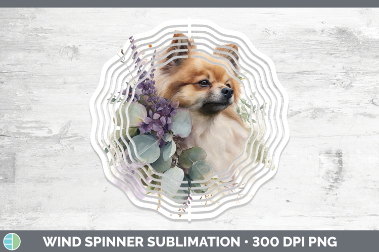 Pomeranian Dogs 01 Lavender and Eucalyptus Wind Spinner Subl