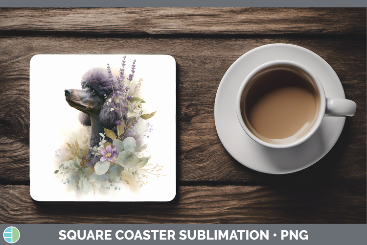 Poodle Dogs 01 Lavender and Eucalyptus Square Coaster Sublim