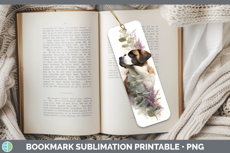 Saint Bernard Dogs 01 Lavender and Eucalyptus Bookmark Subli
