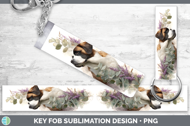 Saint Bernard Dogs 01 Lavender and Eucalyptus Key Fob Sublim