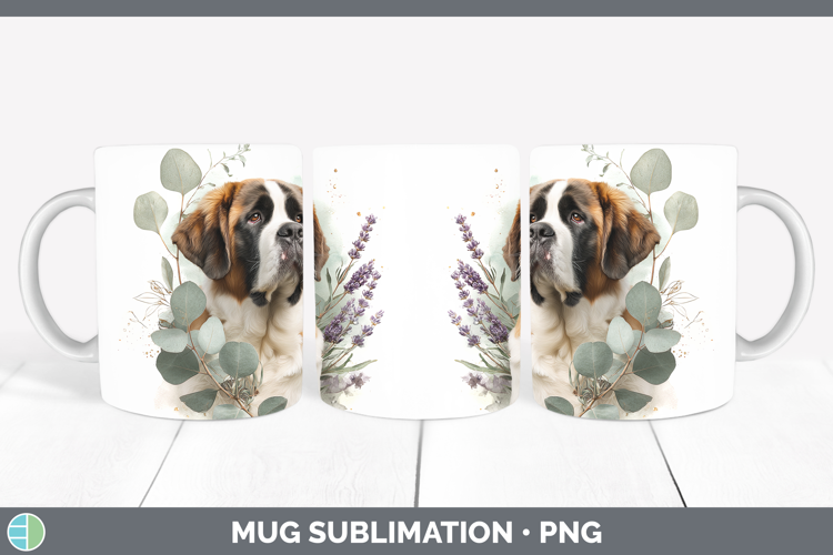 Saint Bernard Dogs 01 Lavender and Eucalyptus Mug Wrap Subli