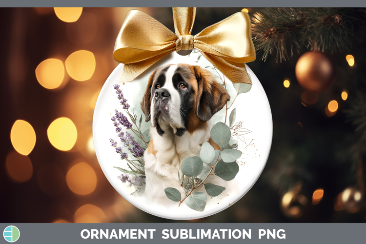 Saint Bernard Dogs 01 Lavender and Eucalyptus Ornament Subli