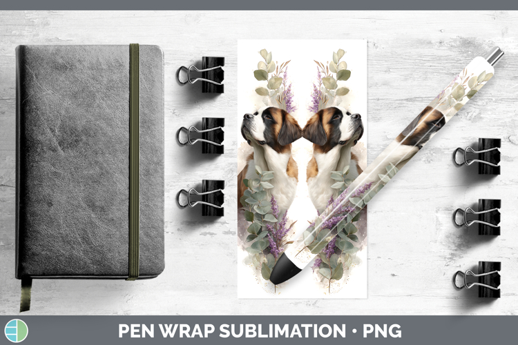 Saint Bernard Dogs 01 Lavender and Eucalyptus Pen Wrap Subli
