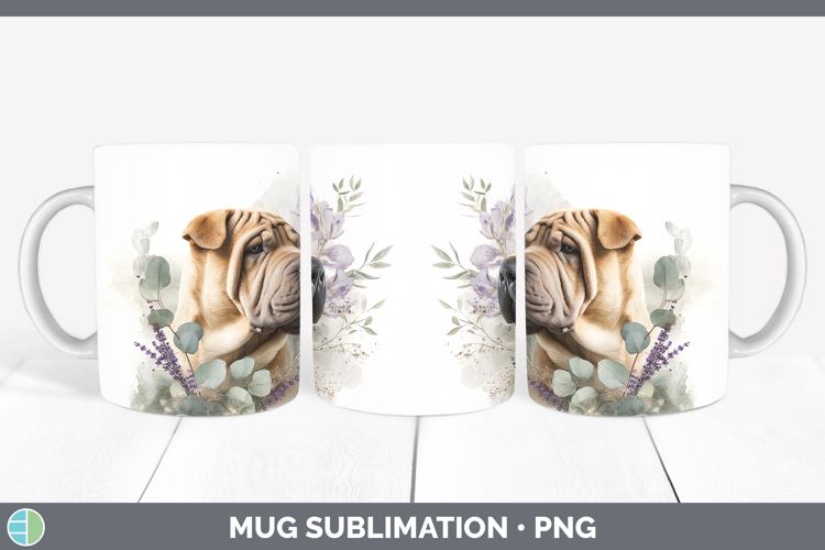 Shar Pei Dogs 01 Lavender and Eucalyptus Mug Wrap Sublimatio