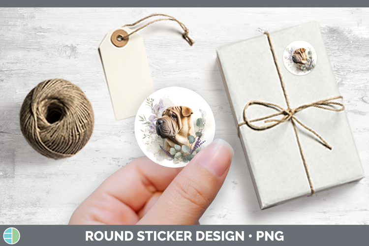 Shar Pei Dogs 01 Lavender and Eucalyptus Stickers Design