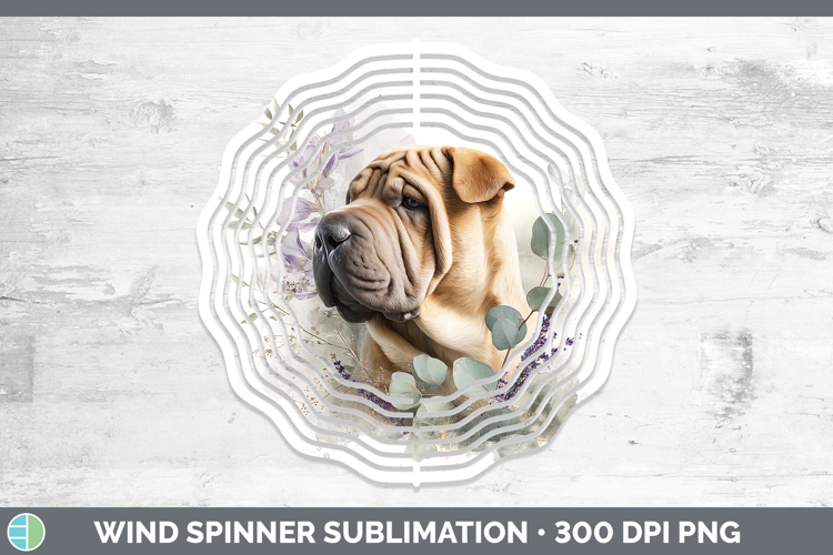 Shar Pei Dogs 01 Lavender and Eucalyptus Wind Spinner Sublim