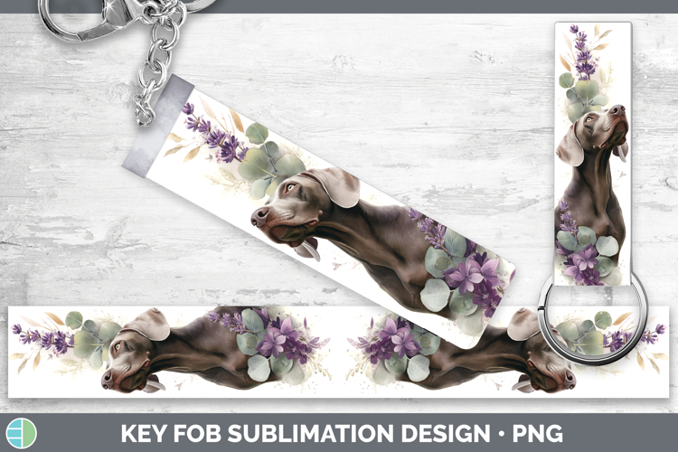 Weimaraner Dogs 01 Lavender and Eucalyptus Key Fob Sublimati