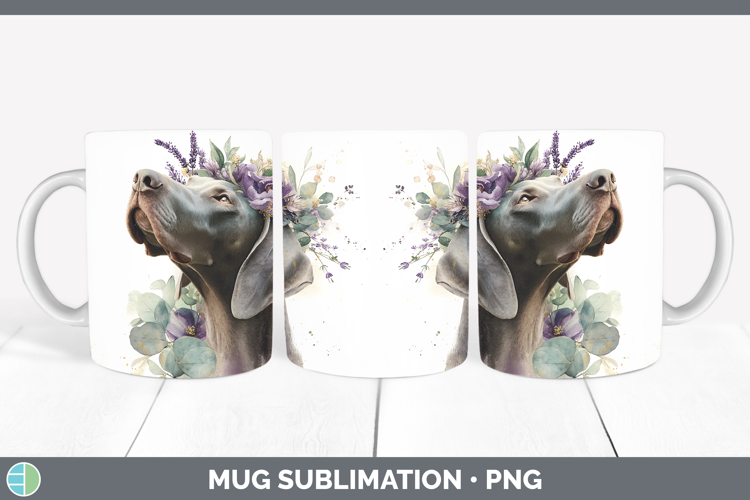 Weimaraner Dogs 01 Lavender and Eucalyptus Mug Wrap Sublimat