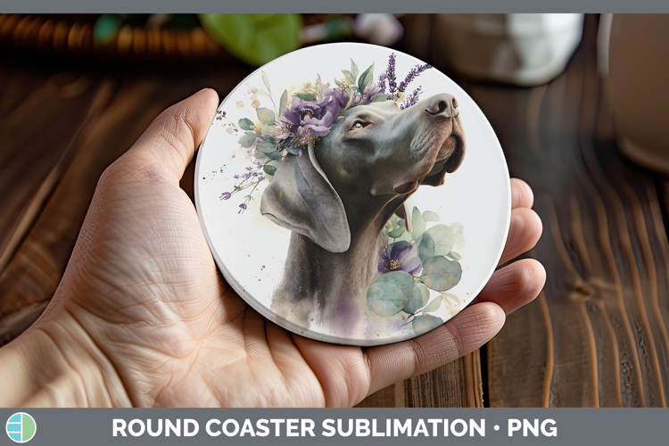 Weimaraner Dogs 01 Lavender and Eucalyptus Round Coaster Sub