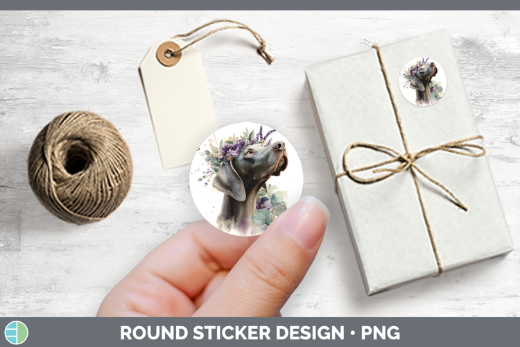 Weimaraner Dogs 01 Lavender and Eucalyptus Stickers Design