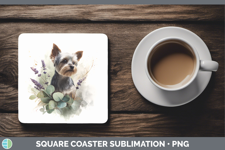 Yorkshire Terrier Dogs 01 Lavender and Eucalyptus Square Coa