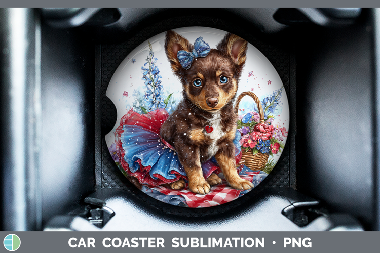 Dogs 01 Patriotic Australian Kelpie Car Coaster Sublimation