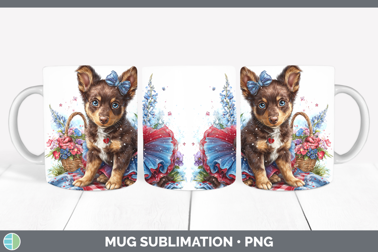 Dogs 01 Patriotic Australian Kelpie Mug Wrap Sublimation Cof