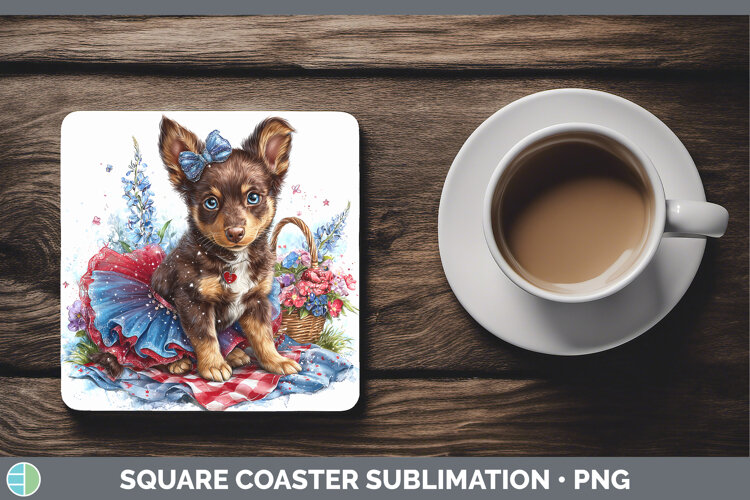 GorgeousDogs 01 Patriotic Square Coaster design.