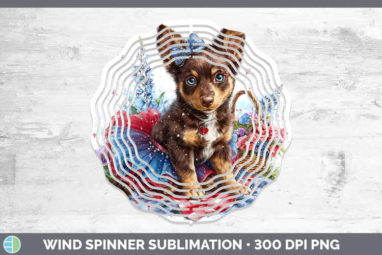 Dogs 01 Patriotic Australian Kelpie Wind Spinner Sublimation