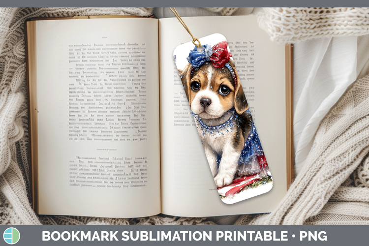 Dogs 01 Patriotic Beagle Bookmark Sublimation Printable Desi