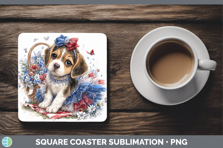 GorgeousDogs 01 Patriotic Square Coaster design.