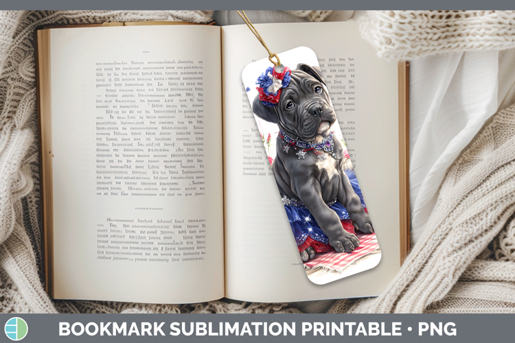 Dogs 01 Patriotic Cane Corso Bookmark Sublimation Printable