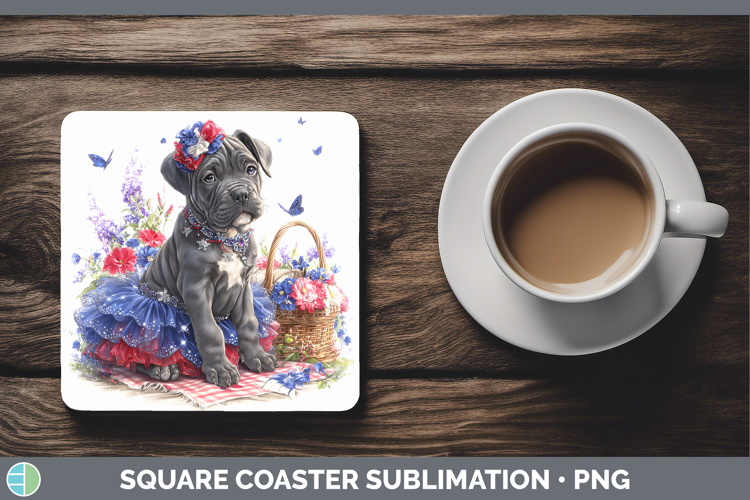 Dogs 01 Patriotic Cane Corso Square Coaster Sublimation Coas