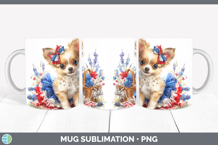 Dogs 01 Patriotic Chihuahua Mug Wrap Sublimation Coffee Cup