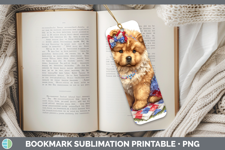Dogs 01 Patriotic Chow Chow Bookmark Sublimation Printable D