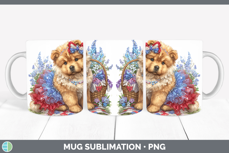 Dogs 01 Patriotic Chow Chow Mug Wrap Sublimation Coffee Cup