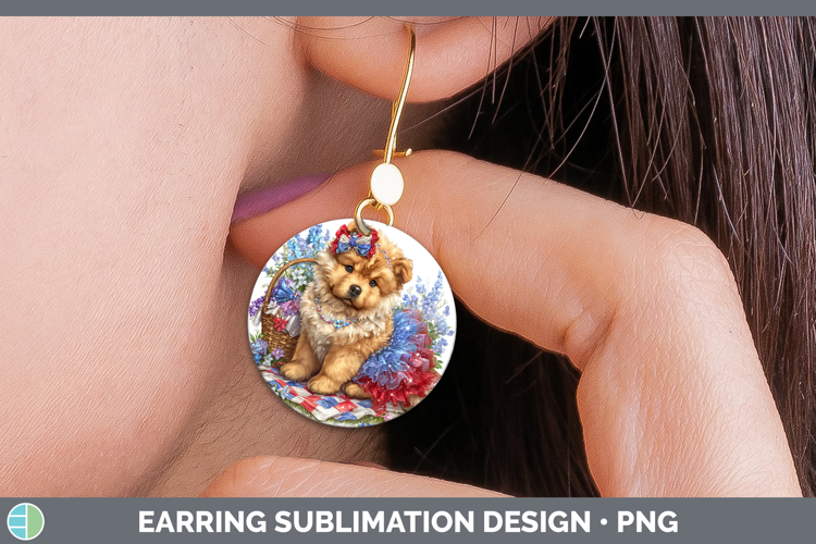 Dogs 01 Patriotic Chow Chow Round Earrings Sublimation Earri