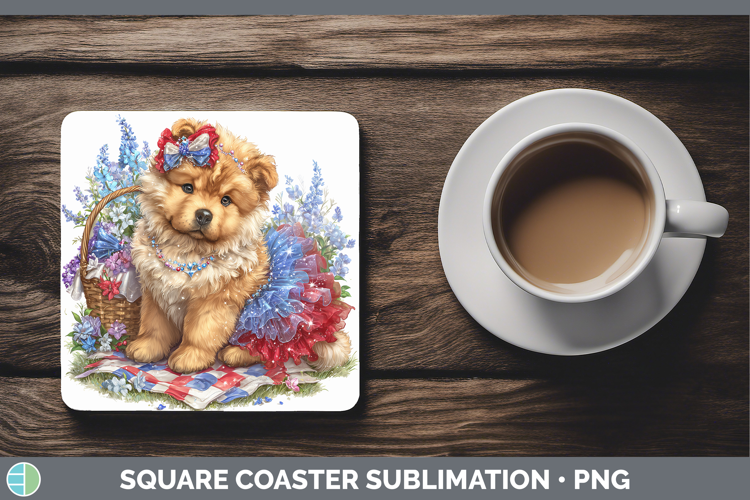 Dogs 01 Patriotic Chow Chow Square Coaster Sublimation Coast
