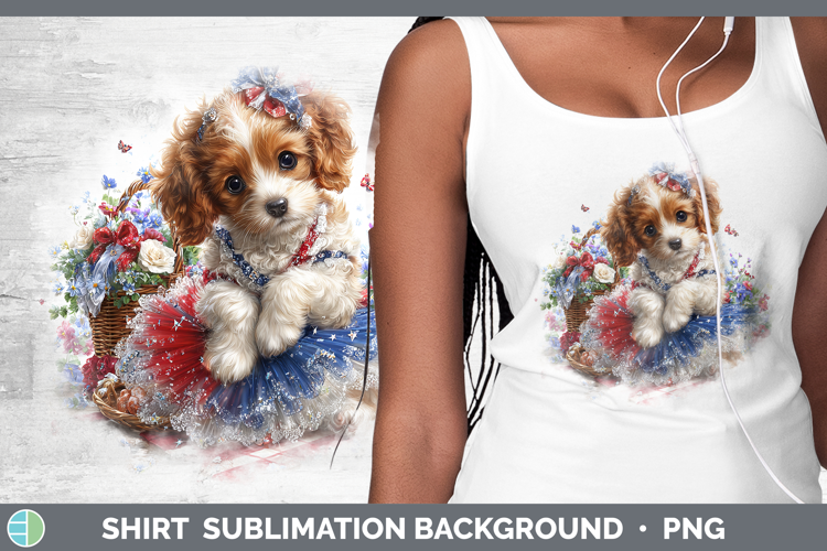 Dogs 01 Patriotic Cocker Spaniel Shirt Sublimation Backgroun